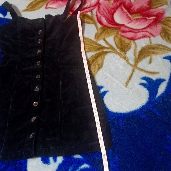 XS Black Corduroy Button Down Mini Dress - Picture 3 of 4